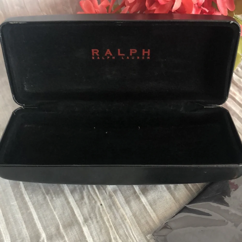 RALPH LAUREN black leather hardshell snap close eyeglasses sunglasses case